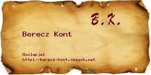 Berecz Kont névjegykártya